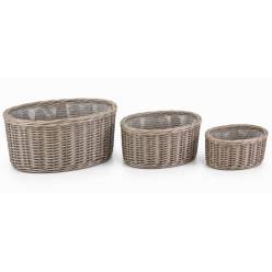 Cesta Ovale Gris (Set 3uds)