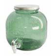 Deposito de vidrio reciclado verde con grifo Ø23x24Hcm