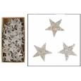 Estrella de Corteza de Abedul White Wash/Purpurina 4cm (x150 uds